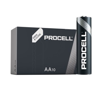 Pilha alcalina procell duracell aa - lr06 1,5v (caixa de 10 unid.) ø14,5x50,5mm