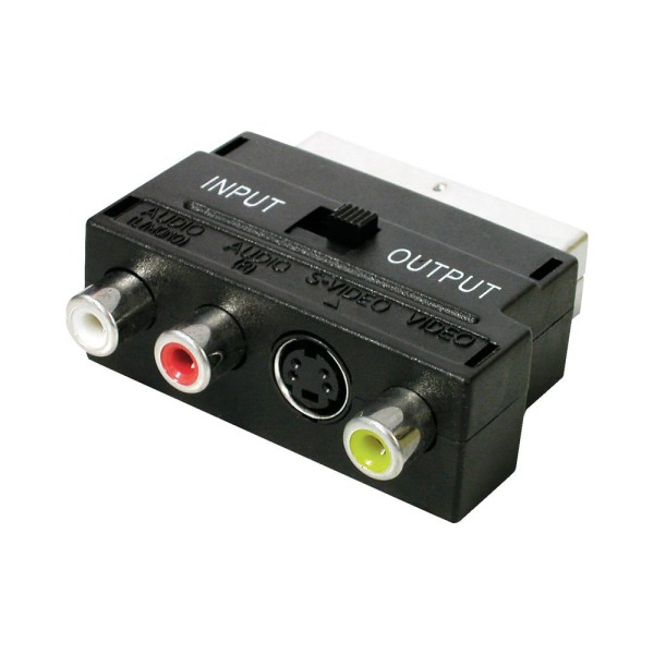 Adaptador scart entrada/saida 3 rca femea+svhs