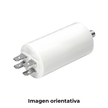 Condensador de arranque mka 10mf 5% 450v ø3,4x7cm com rosca m8 e faston duplo konek