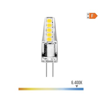 Lâmpada de silicone bi-pin led g4 12v 2w 180lm 6400k luz fria ø1x3,7cm edm