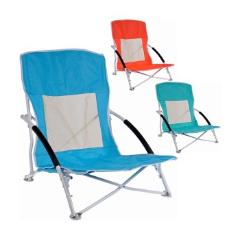 Cadeira de praia metálica dobrável 50x40x65cm cores variadas
