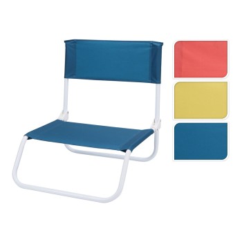 Cadeira de praia metálica dobrável 45x50x45cm cores variadas