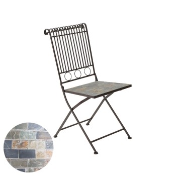 Cadeira metálica/mosaico cor: castanho 39x39x90cm modelo stuttgart para exterior