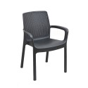 Cadeira empilhável de rattan imitação. cor: antracite 61x54x82cm modelo: regina progarden