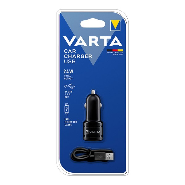 Adaptador carregador varta para carro 2 usb 4,8a