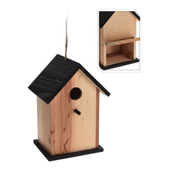 Casinha de madeira para pássaros. cor madera 15,5x13x22cm