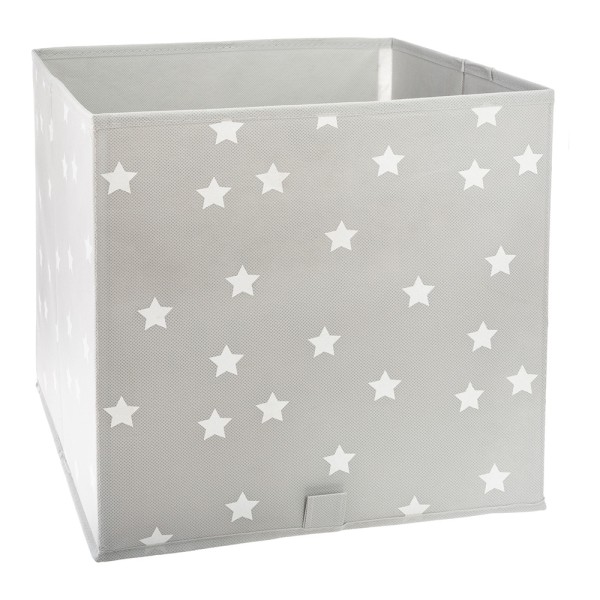 Cesto de organização infantil cor cinzento com estrelas. medidas: 29x29x29cm