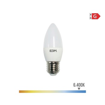 Lâmpada vela led e27 5w 400lm 6400k luz fria ø3,6x10,3cm edm