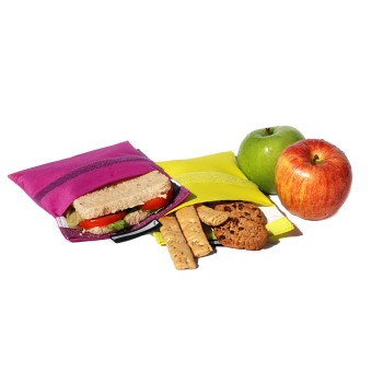 Porta snacks reutilizavel snack'n'go lilas-amarelo 16x16cm