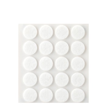 Pack 20 feltros adesivos sinteticos brancos, ø17mm plasfix inofix