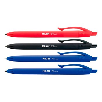Blíster com 4 canetas azul-preta-vermelha milan