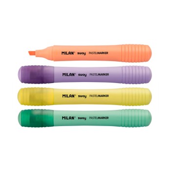 Pack com 4 marcadores fluorescentes ponta 2-4mm estojo com várias cores de milan