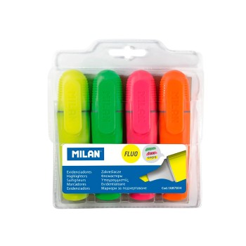 Pack com 4 marcadores fluorescenes milan bevel toe milan cores / modelos diversos