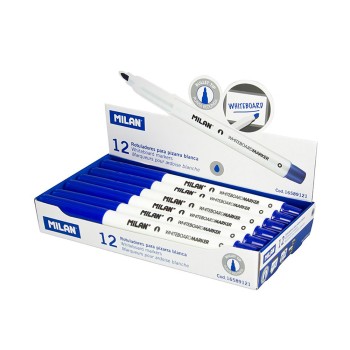 Caixa de 12 marcadores azuis ø3,7mm para quadro-branco milan
