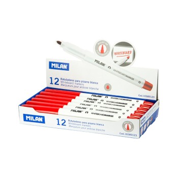 Caixa de 12 marcadores vermelhos ø3,7mm para quadro-branco milan