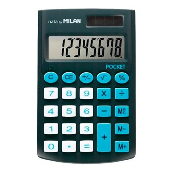 Blíster calculadora pocket preto 8 dígitos com capa milan