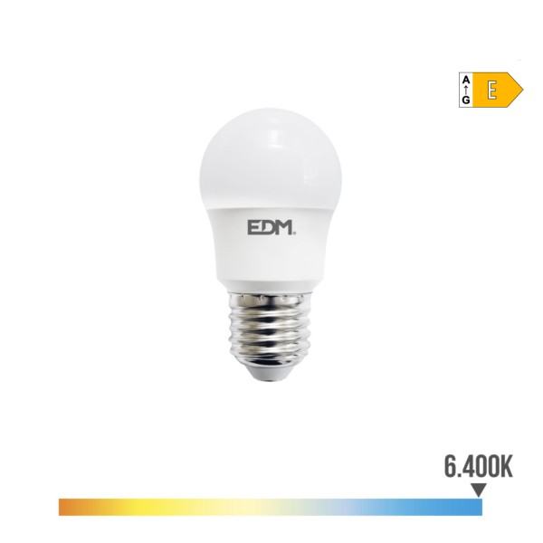 Lâmpada esférica led e27 8,5w 1000lm 6400k luz fria ø4,5x8,6cm edm