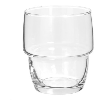 Set 6 copos de agua de vidro apilhavel modelo bottom cup 28cl
