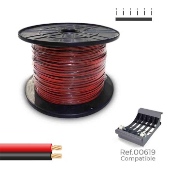 Bobine de cabo paralelo (audio) 2x1,5mm vermelho/preto 500m (bobine grande ø400x200mm)