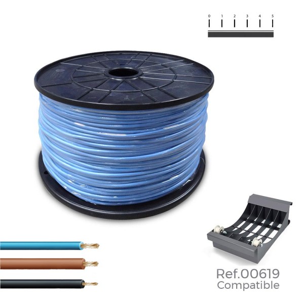 Bobine cabo flexivel 1,5mm azul 1000m (bobine grande ø400x200mm)