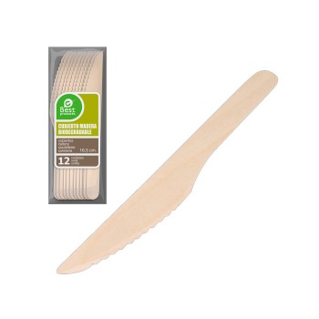 Saco 12 unid. faca de madeira 16,5cm best products green