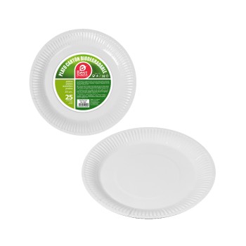 Pack con 25 unid. prato branco papelão ø23cm best products green