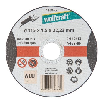 Disco de corte para aluminio ø115x1,5x22,23mm 1668999 wolfcraft