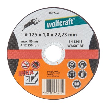Disco de corte de precisão para inox ø125x1,0x22,23mm 1687999 wolfcraft