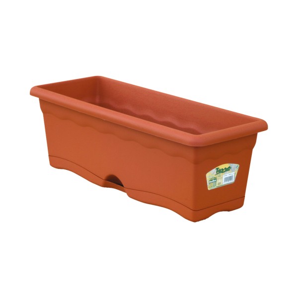 Floreira com prato integrado cor terracota 60x20x17cm 12l