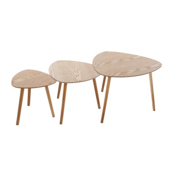 Jogo de mesa de centro de madeira modelo mileo