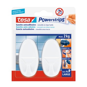 Tesa powerstrips até 2kg ovalado branco.