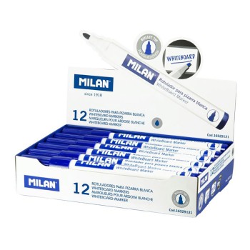 Caixa de 12 marcadores azuis ø4,7mm para quadro-branco milan