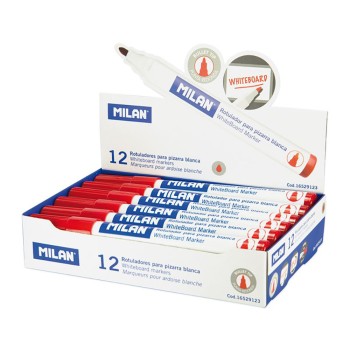 Caixa de 12 marcadores vermelhos ø4,7mm para quadro-branco milan