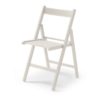 Cadeira dobravel de madeira natural cor branco bruta 79x42,5x47,5cm