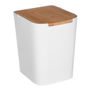 Balde do lixo wc bambu branco 5l coleção "baltik"